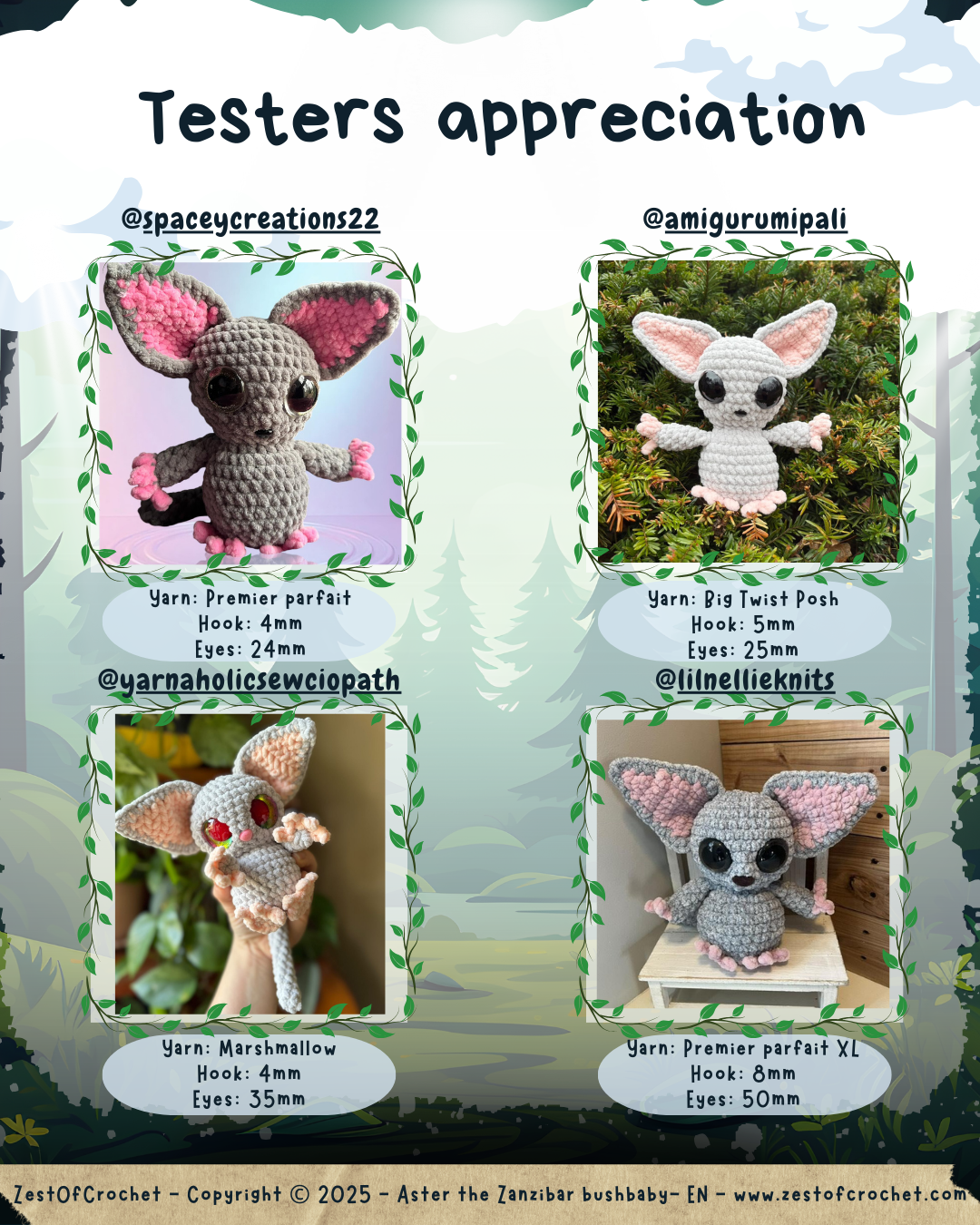 Aster le Galago de Zanzibar - Patron de crochet