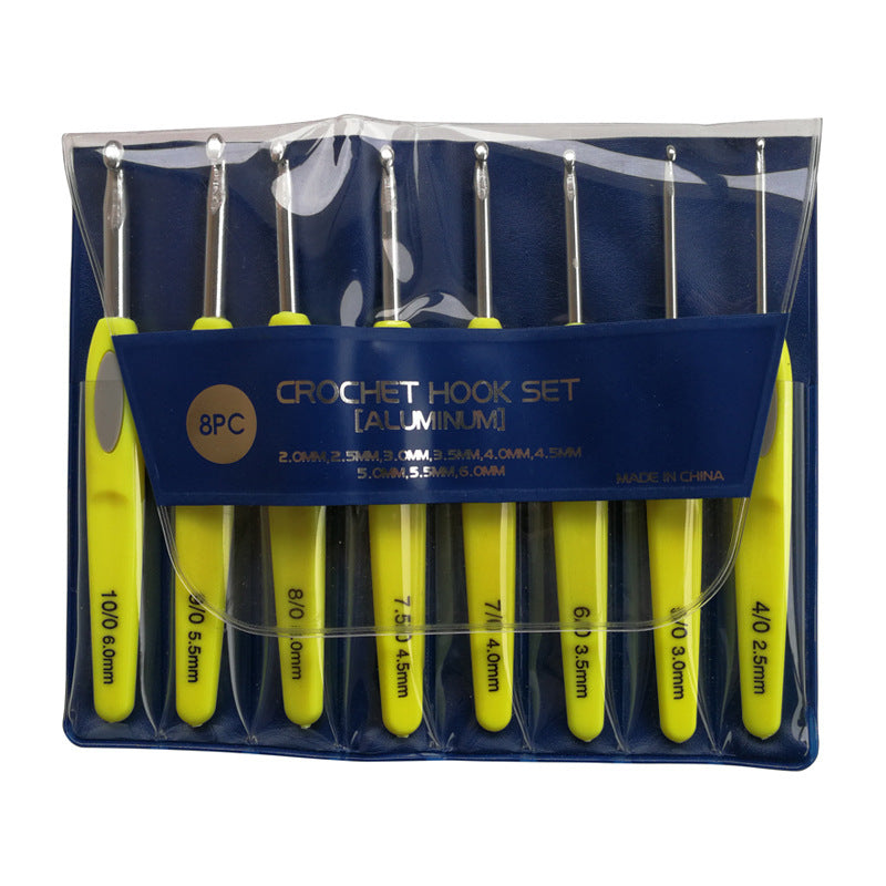Crochet en aluminium et poignée de plastique- ensemble de 8