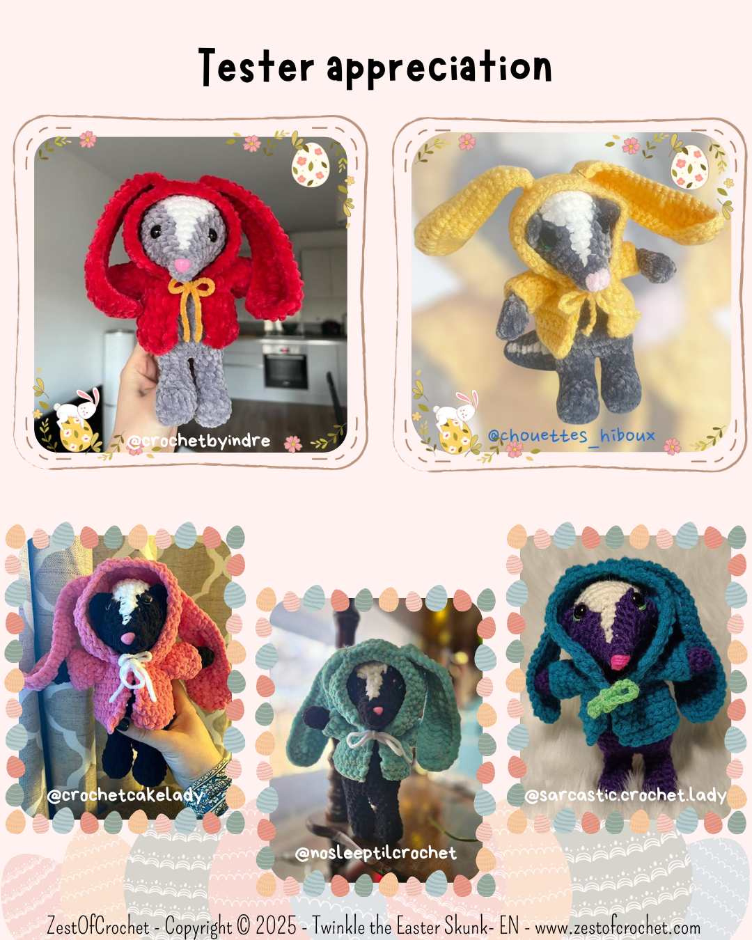 Twinkle the Easter skunk crochet pattern