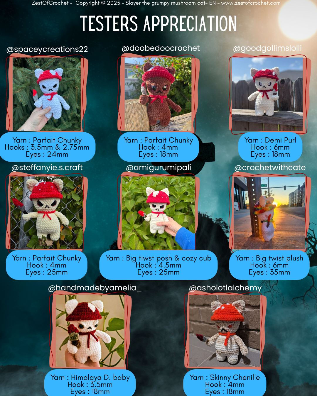 Slayer the Grumpy mushroom cat - Crochet pattern