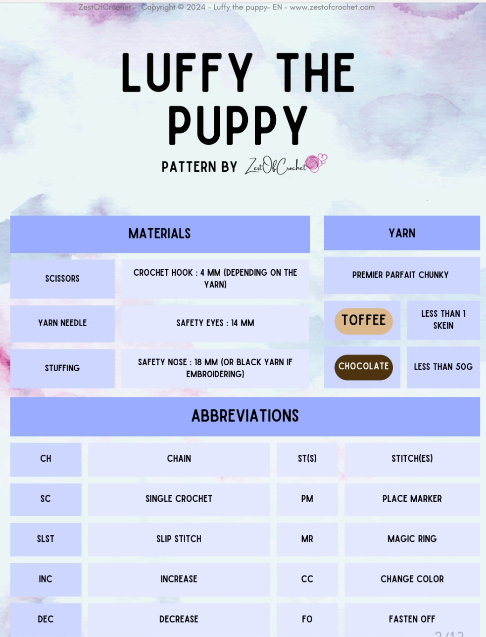 Luffy the puppy - crochet pattern