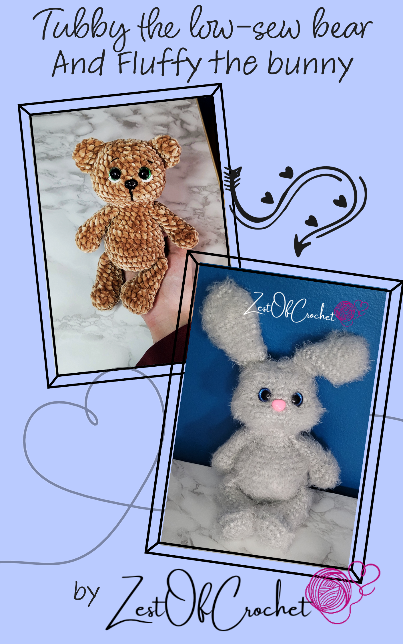 Patron au crochet 2 en 1- Tubby l'ourson et Fluffy le lapin